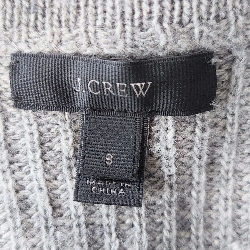 J. Crew Wool Blend Sweater Gray Neck Bow Womens Small